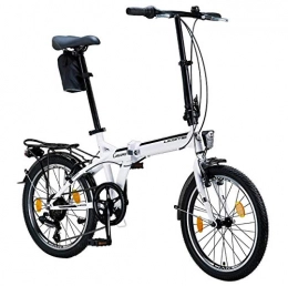 Licorne Bike Bike Licorne Bike Premium folding bike in 20 inches - bicycle for men, boys, girls and women - Shimano 6 speed gears - Dutch bike - Conseres - white / black
