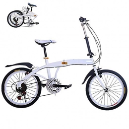 LIERSI Folding Bike LIERSI 20 Inch Folding Bicycle Women's Light Work Adult Adult Ultra Light Variable Speed Portable Adult Male Bicycle Folding Carrier Bicycle Bike, White
