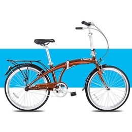 DJYD Folding Bike Light Folding Bike, Adults Men Women Folding Bikes, 24" Single Speed Folding City Bike Bicycle, Aluminum Alloy Bicycle with Rear Carry Rack, White FDWFN (Color : Brown)