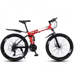 AMEA Bike Light Weigh Portable Folding Bike, 26 Inch 30-Knife Spoke Wheel with Shock Absorber City Bike Road Bicycle Adult Men Women Mountain Bike, Red, 24 Speed
