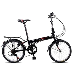 LLF Bike Light Weight Mini Folding Bike, 20 Inch Portable Student Comfort Speed Wheel Folding Bike for Men Women Folding Casual Bicycle (Color : Black, Size : 20in)