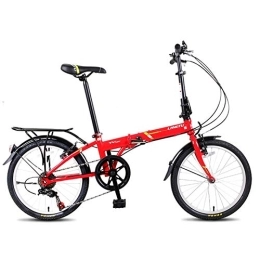 LLF Bike Light Weight Mini Folding Bike, 20 Inch Portable Student Comfort Speed Wheel Folding Bike for Men Women Folding Casual Bicycle (Color : Red, Size : 20in)
