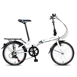 LLF Bike Light Weight Mini Folding Bike, 20 Inch Portable Student Comfort Speed Wheel Folding Bike for Men Women Folding Casual Bicycle (Color : White, Size : 20in)