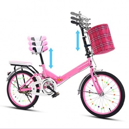 MFWFR Bike Lightweight Alloy Folding City Bicycle, Road Mountain Bikes Bicycle, Variable Speed Shock Absorber, Comfort Saddle, Youth Old Men And Women Students Adult Children, Pink, 16inches