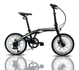 通用 Folding Bike Lightweight Alloy Folding City Bike 20inch Bicycle 7 Speed Gears & Dual Disc Brakes Cycle, 12kg (Black), 20 inch×305mm