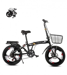MAYIMY Folding Bike Lightweight bicycle folding ladies bicycles high carbon steel disc brake variable speed 20 inch adult male and female students(Color:black, Size:By sea)
