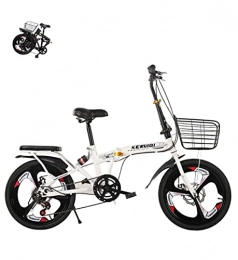 MAYIMY Bike Lightweight bicycle folding ladies bicycles high carbon steel disc brake variable speed 20 inch adult male and female students(Color:white, Size:Air transport)