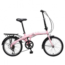 LXJ Folding Bike Lightweight Folding Bicycle, 20-inch Tires, City Bikes For Adults, Ladies And Students, Pink, 7-speed V-brake Curved Frame