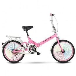 BEIGOO Bike Lightweight Folding Bike, 6 Speed Suspension Bike, with V Brake, Adjustable Seat & Handlebar, for Men & Women Comfort Bikes, 20 Inch Wheels-Pink-Single Speed