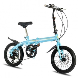 Bikettbd Folding Bike Lightweight Folding Bike, 7-Speed 16-Inch, Featuring Front and Rear Fenders, Youth Folding Bicycle with Double Disc Brake Great for City Riding and Commuting