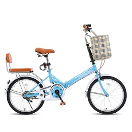  Folding Bike Lightweight Folding Bike, Portable Foldable City Bicycles Travel Exercise Commuter Bicycle for Men Women And Student, Blue(Size:20 inch)