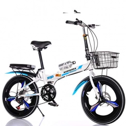 SHUAN Folding Bike Lightweight Folding Urban Bike, Variable Speed City Bicycle With Basket, Dual Disc Brakes Commuter Bike For Students Office Workers Unisex B 20