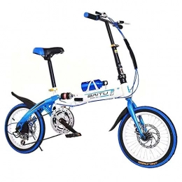 BrightFootBook Bike Lightweight Mini Folding Bike, Small Portable Bicycle Adult Student Road Mountain Bike Travel Outdoor Bicycle Women Men Adjustable Bicycle, fully assembled Bikes Fits All Man Woman Child, Blue-14inches