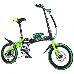 BrightFootBook Folding Bike Lightweight Mini Folding Bike, Small Portable Bicycle Adult Student Road Mountain Bike Travel Outdoor Bicycle Women Men Adjustable Bicycle, fully assembled Bikes Fits All Man Woman Child, Green-16inches