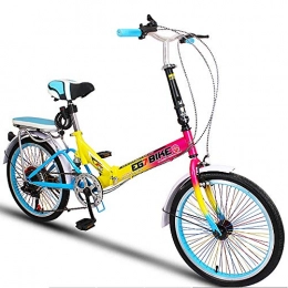 Pandady Bike Lightweight Portable Folding Speed Bicycle, Mini Compact 20" Color Wheel Fast Foldable Bike, Sport Comfort Male and Female Students Adult City Road Travel, Natural