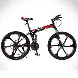 DYB Bike LightweightMountain Bike, Foldable Portable 24" Fully Suspended High Carbon Steel Frame Bicycle 21 Speed Shock Absorber Disc Soft End Unisex Off Road Racing Quick Folding And Convenient Travel