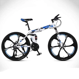 DYB Bike LightweightMountain Bike, Foldable Portable 26" Fully Suspended High Carbon Steel Frame Bicycle 27 Speed Shock Absorber Disc Soft End Unisex Off Road Racing Quick Folding And Convenient Travel