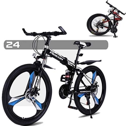 DYB Folding Bike LightweightMountain Bike, Foldable Portable 26" High Carbon Steel Frame Full Suspension Bicycle 24 Speed Dual Disc Brakes Unisex Off Road Bicycle Quick Folding And Convenient Travel
