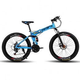 LILIS Folding Bike LILIS Mountain Bike Folding Bike Bicycle MTB Adult Foldable Mountain Bike Folding Road Bicycles For Men And Women 26In Wheels Adjustable Speed Double Disc Brake (Color : Blue, Size : 21 speed)