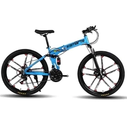 LILIS Folding Bike LILIS Mountain Bike Folding Bike Foldable Bicycle MTB Adult Mountain Bike Folding Road Bicycles For Men And Women 26In Wheels Speed Double Disc Brake (Color : Blue, Size : 21 speed)
