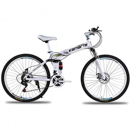 Link Co Folding Bike Link Co 26 * 17 Inch Disc Brakes Mountain Bike Speed Folding Bike 27 Speed One Wheel Shock Absorber Student Bicycle, White