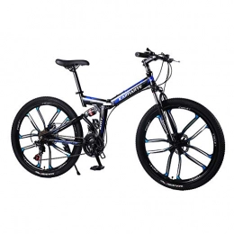 LIU Bike LIU Folding Mountain Bike, 21 / 24 / 27Speed Durable Dual Suspension high-carbon steel thickened frame Great for City Riding and Commuting, 26inch, 24speed