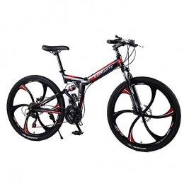 LIU Folding Bike LIU Folding Mountain Bike, 21Speed Durable Dual Suspension high-carbon steel thickened frame Great for City Riding and Commuting, 24inch21Speed