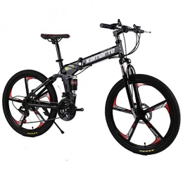 LIU Bike Liu Mountain Folding Bike, 24 / 26" High Carbon Steel Frame Adult Cross Country Bicycle Dual Disc Brakes And Lockable Front Fork Super Clear Shifting Bicycle, 26 inch, 21 speed