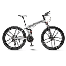 Liudan Bike Liudan Bicycle White Mountain Bike Bicycle 10 Spoke Wheels Folding 24 / 26 Inch Dual Disc Brakes (21 / 24 / 27 / 30 Speed) foldable bicycle (Color : 30 speed, Size : 26inch)