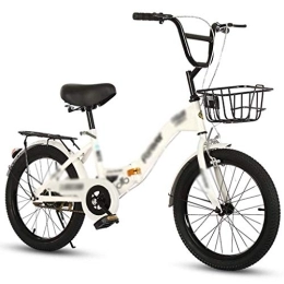 LIUXIUER Folding Bike LIUXIUER 16 Inch Folding Bicycle Women's Light Work Adult Adult Ultra Light Portable Adult Small Student Male Bicycle Folding Carrier Bicycle Bike, White