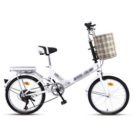 LIUXIUER Folding Bike LIUXIUER 20 Inch Folding Bicycle Women's Light Work Adult Adult Ultra Light Variable Speed Portable Adult Small Student Male Bicycle Folding Carrier Bicycle Bike, White