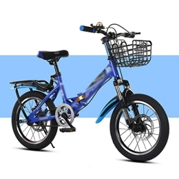 LIUXIUER Folding Bike LIUXIUER Folding Bikes, 16 Inch Folding Bicycle Light Road Bike Men And Women Single Speed Travel Bicycle Work Step, Carbon Steel Frame Bikes, Blue