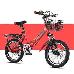 LIUXIUER Folding Bike LIUXIUER Folding Bikes, 16 Inch Folding Bicycle Light Road Bike Men And Women Single Speed Travel Bicycle Work Step, Carbon Steel Frame Bikes, Red