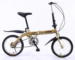 LIXUE 16 inch Wheel Carbon Steel Frame Folding Bike Bicycle Outdoor, Urban sports, for Children/woman/travel,Gold