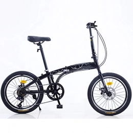 LIZONGFQ 7-Speed Folding Bike Adult 20-Inch Youth Double Disc Brake Portable Mini Bike Foldable Road Bike Student,Black