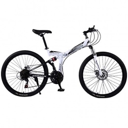 LJHSS Bike LJHSS 24'' Folding Mountain Bike-Model Strengthen Shock Absorption-21 / 24 / 27-stage shift, Unisex-Adult Bike (Color : White, Size : 24 SPEED)