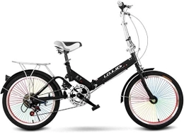 LJXiioo Folding Bike LJXiioo Folding Bike for Adults, Women, Men, Rear Carry Rack, Front and Rear Fenders, 6 Speed Aluminum Easy Folding City Bicycle 20-inch Wheels, Disc Brake, C