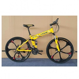 LKAIBIN Folding Bike LKAIBIN Cross country bike Outdoor sports Folding Mountain Bike Folding Bicycle Double Shock Absorption And Disc Brakes Shift Adult Male And Female Students 26 Inch 27 Speed (Color : Yellow)