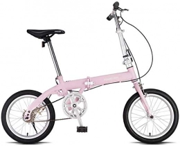 LLCC Bike LLCC Compact Bike 16 Inch Folding Bicycle, Portable Adult Ultralight Road Bike City Bicycle (Color : Pink)
