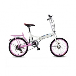 LLCC Bike LLCC Compact Bike 20 Inch 6 Speeds Folding BikeLightweight BikeAdult Students City Commuter Bicycle (Color : Pink