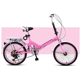LLCC Bike LLCC Compact Bike 20 Inch Folding Bike Bicycle for Adult, Shock-absorb Bicycle Adult Student Single Variable Speed Bicyclee Lightweight Bike (Color : Pink