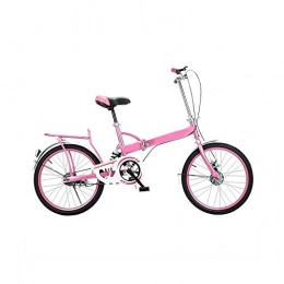 LLCC Folding Bike LLCC Compact Bike 20 Inch Portable Bicycle, City Foldable Bike Adult Students City Commuter Bicycle Fully Assembled Bike (Color : Pink