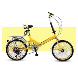 LLCC Bike LLCC Compact Bike Folding Bike Bicycle for Adult20 Inch Adult Student Single Variable Speed Bicyclee Lightweight Bike (Color : Yellow