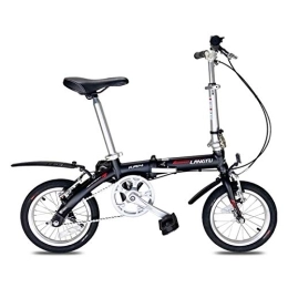 LLF Bike LLF 14 Inch Foldable Lightweight Mini Bike Small Portable Bicycle Adult Student Suitable for Height 120cm-180cm (Color : Black, Size : 14in)