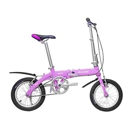 LLF Bike LLF 14in Foldable Bicycles, Ultra-lightweight Single-speed Adult Portable Men and Women Mountain Bike, Folded in 15 Seconds (Color : Purple, Size : 14in)