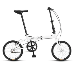 LLF Folding Bike LLF 16inch Foldable Bicycle, Portable Double Disc Brake Lightweight Folding Bike for Adult Student Children Suitable for Height 130-180cm (Color : White)