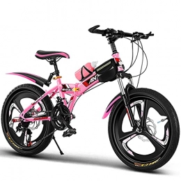 LLF Folding Bike LLF 20 / 22 / 24inch Mountain Bike, Folding Bike Double Disc Brake Suspension Fork Rear Suspension Anti-Slip Bicycles for Adult Student Outdoors Sport(Size:22 inch, Color:Pink)