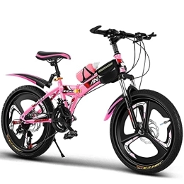 LLF Folding Bike LLF 20 / 22 / 24inch Mountain Bike, Folding Bike Double Disc Brake Suspension Fork Rear Suspension Anti-Slip Bicycles for Adult Student Outdoors Sport(Size:24inch, Color:Pink)