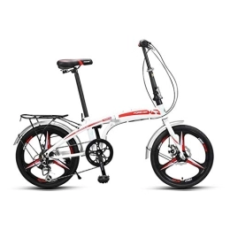 LLF Folding Bike LLF 20 Inch Foldable Lightweight Mini Bike Small 5 Speed Bike Portable Bicycle Adult Student Mountain Bike Outdoor for Height 130cm-190cm (Color : White)
