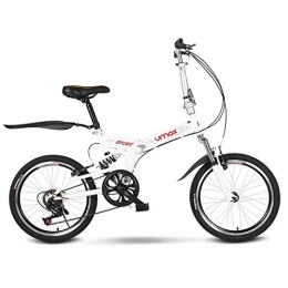 LLF Bike LLF 20-inch Folding Bicycle, Ultra-light and Portable Shimano Variable Speed Adult Shock Absorber for man women Student (Color : White, Size : 16in)